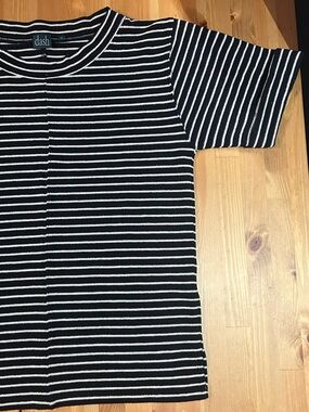 Ash Black and White Striped Short Sleeve Crewneck Tee